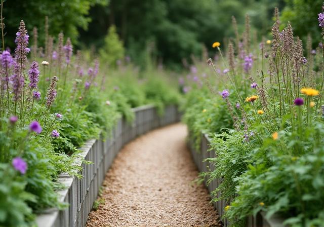 Bujny ogród naturalistyczny z ukrytymi ścieżkami