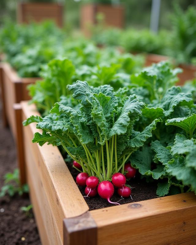 Estetyczny ogród warzywny z podwyższonymi grządkami